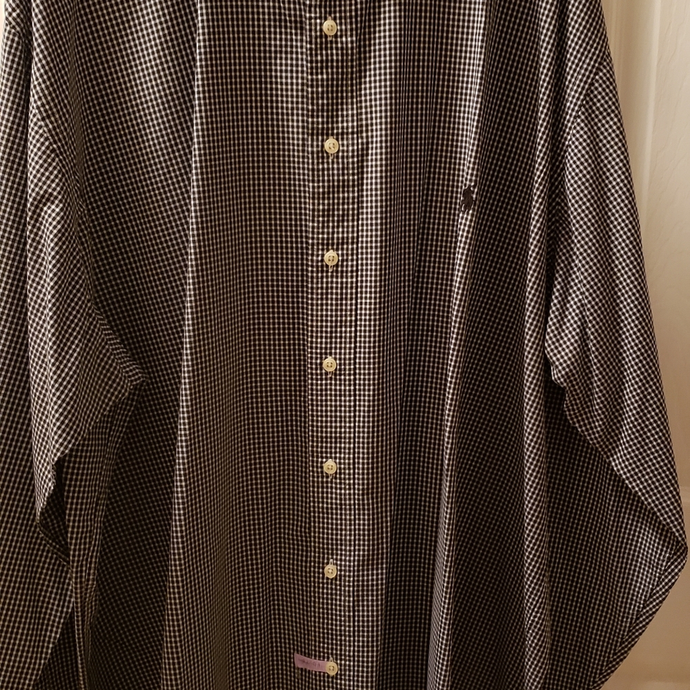 Mens polo by Ralph Lauren 3xb blk and white plaid long sleeve shirt.
